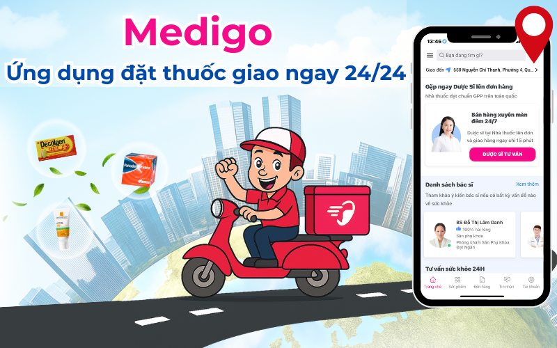 Medigo ứng dụng đặt thuốc giao ngay 24/24