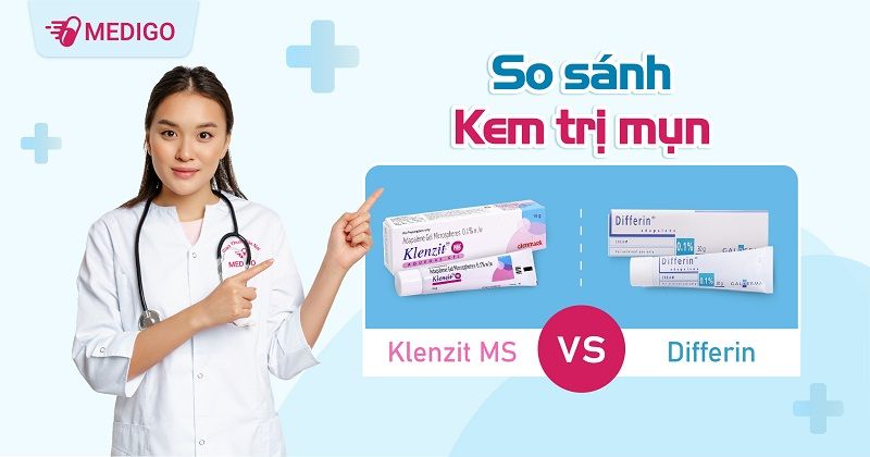 So sánh kem trị mụn Klenzit MS và Differin