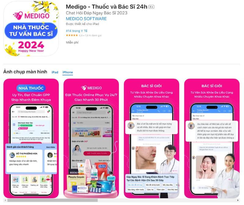 mua thuốc online ứng dụng Medigo