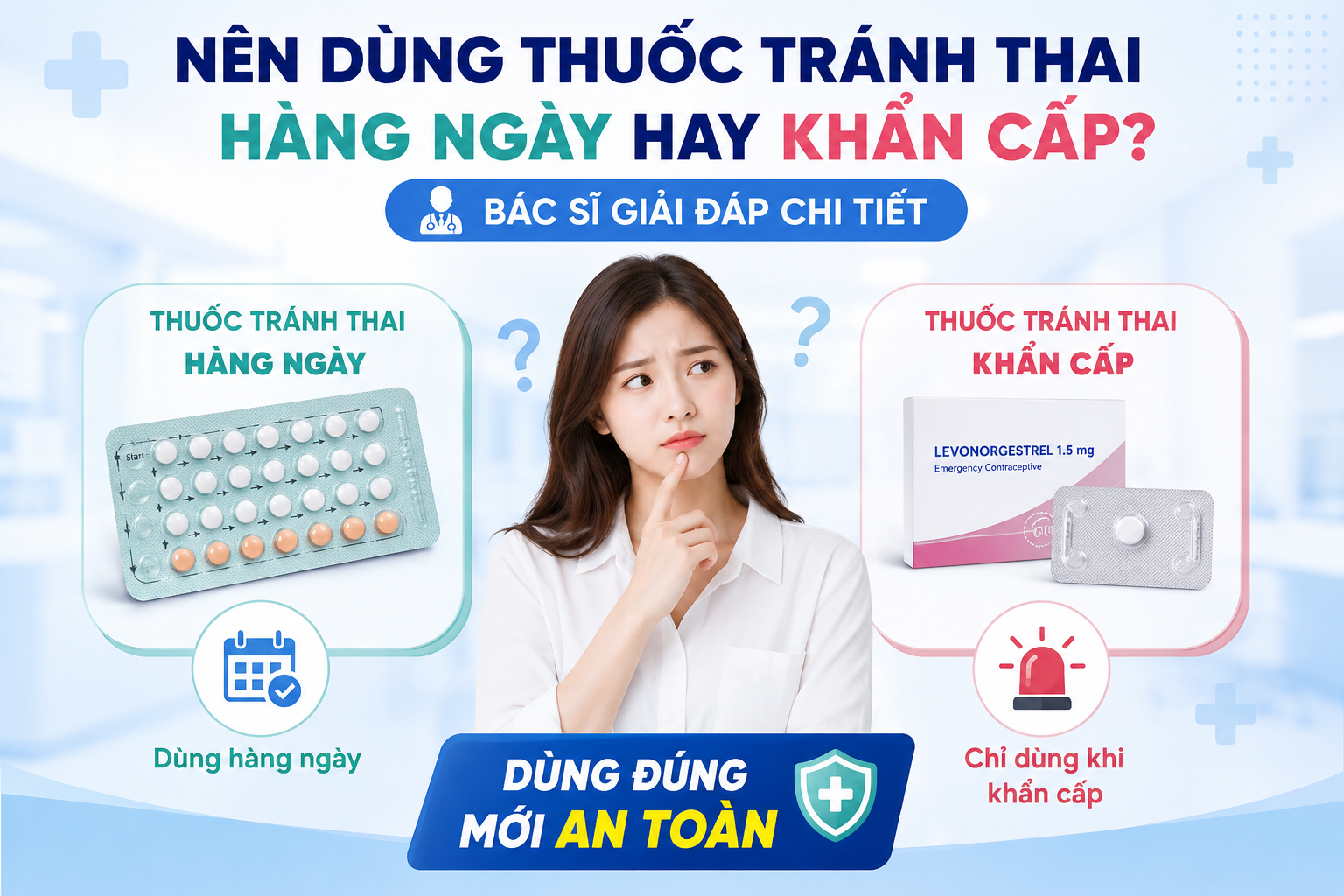 NÊN DÙNG THUỐC TRÁNH THAI HÀNG NGÀY HAY KHẨN CẤP? BÁC SĨ GIẢI ĐÁP CHI TIẾT