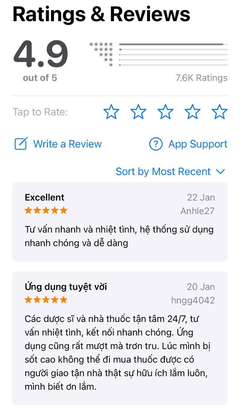 đánh giá app Medigo trên App Store