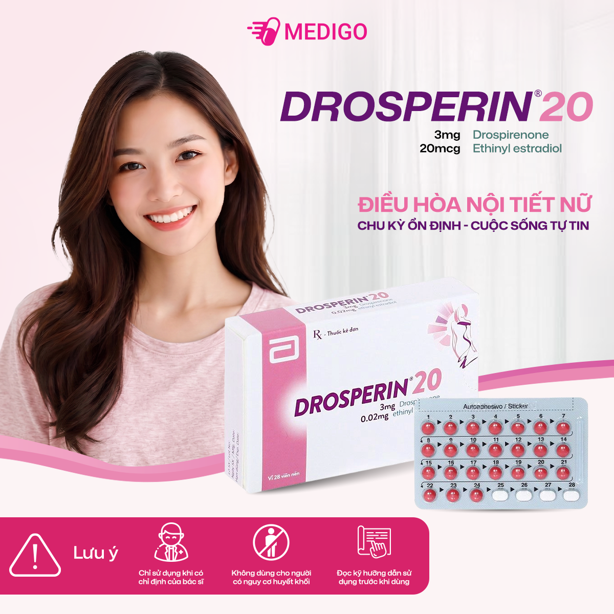 THUỐC TRÁNH THAI HÀNG NGÀY DOSPERIN 20: CÔNG DỤNG, THÀNH PHẦN, CÁCH DÙNG VÀ NHỮNG ĐIỀU CẦN BIẾT