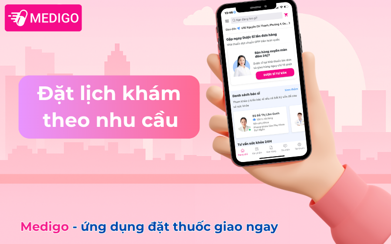 Đặt lịch khám theo nhu cầu trên Medigo ứng dụng đặt thuốc giao ngay