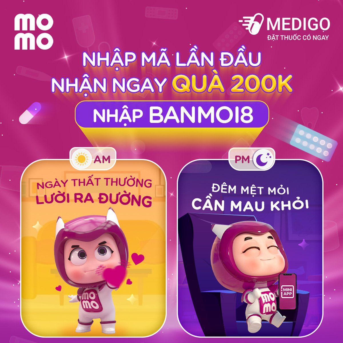 MEDIGO & MOMO: CHÀO ĐÓN BẠN MỚI, TẶNG NGAY COMBO QUÀ 200K SIÊU HOT